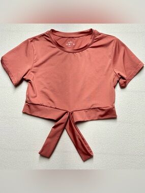 NVGTN Cross Body Tee Women’s Small Dusty Rose Pink Cropped Strappy Workout Top